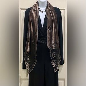 Zazou Luxe gray and black velvet Art Nouveau inspired scarf